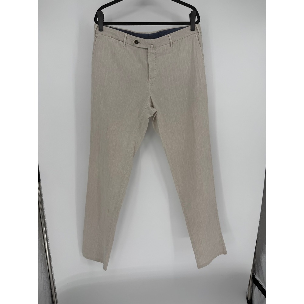 PT Torino Slim Fit Stretch Trousers Mens 54 Beige Textured Flat Front Pants